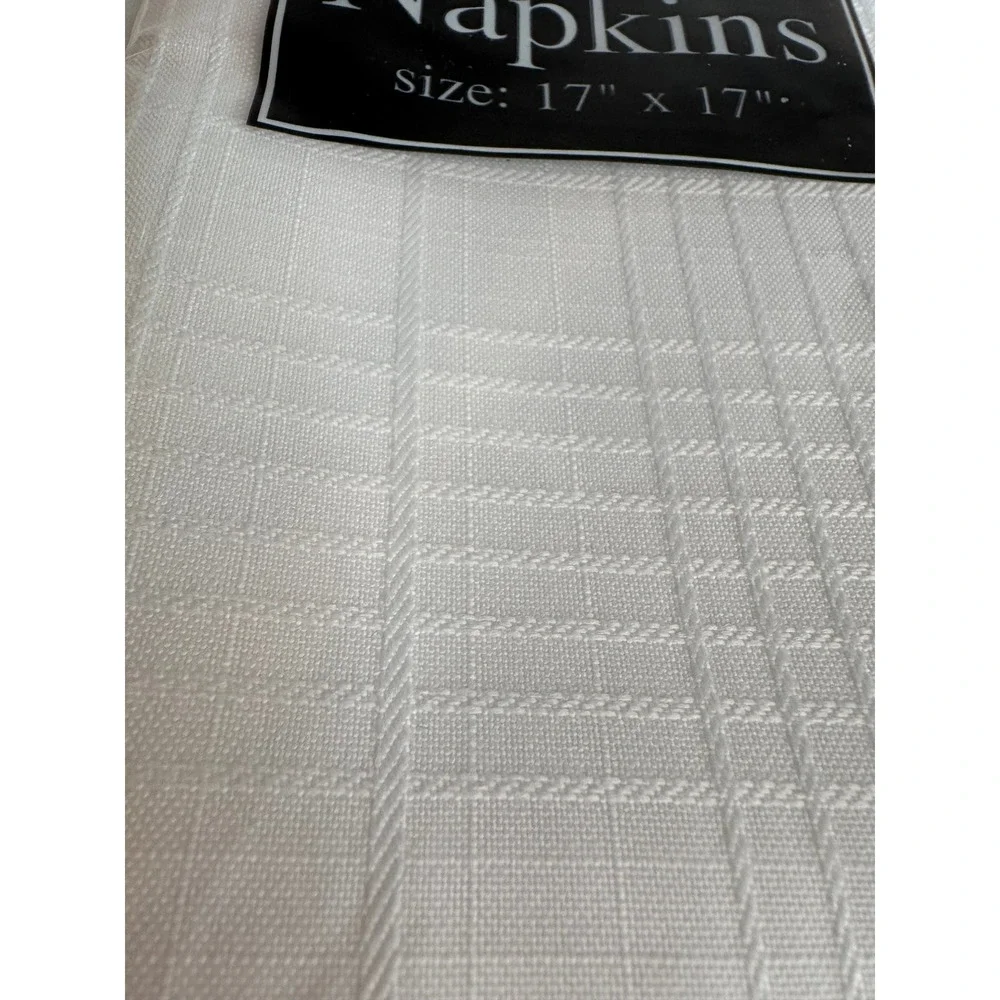 Vintage Style White Dinner Napkins Set of 12‎ New Old Stock 17x17 Table Linens